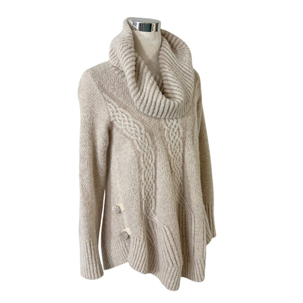 Angel of the North Sweater Size S Blush Cowl Neck Wool Blend Anthropologie